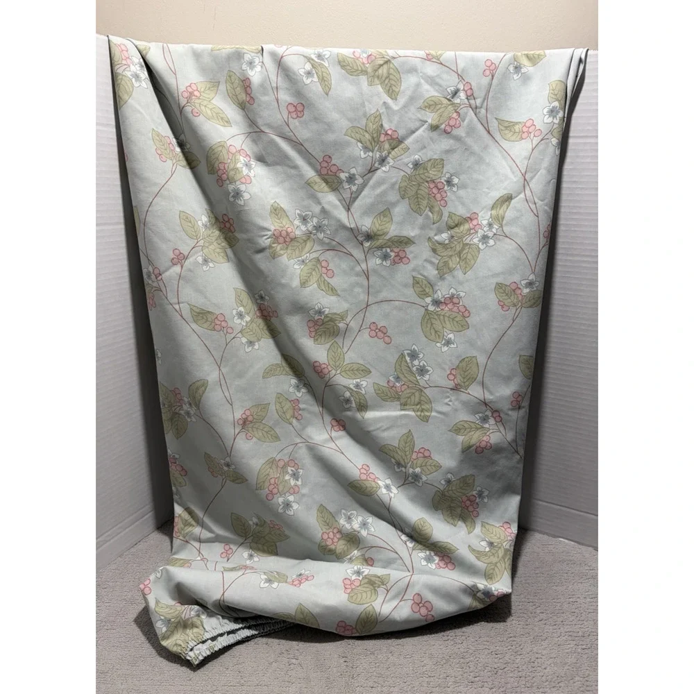 Bill Blass Springmaid Twin Sheet Set Percale Floral Blue Pink Green Vintage